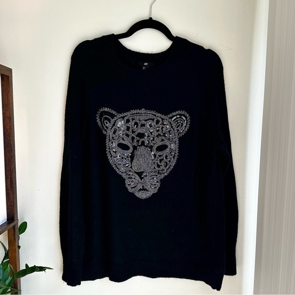 H&M Sweaters - Beaded Leopard Alpaca Blend Sweater